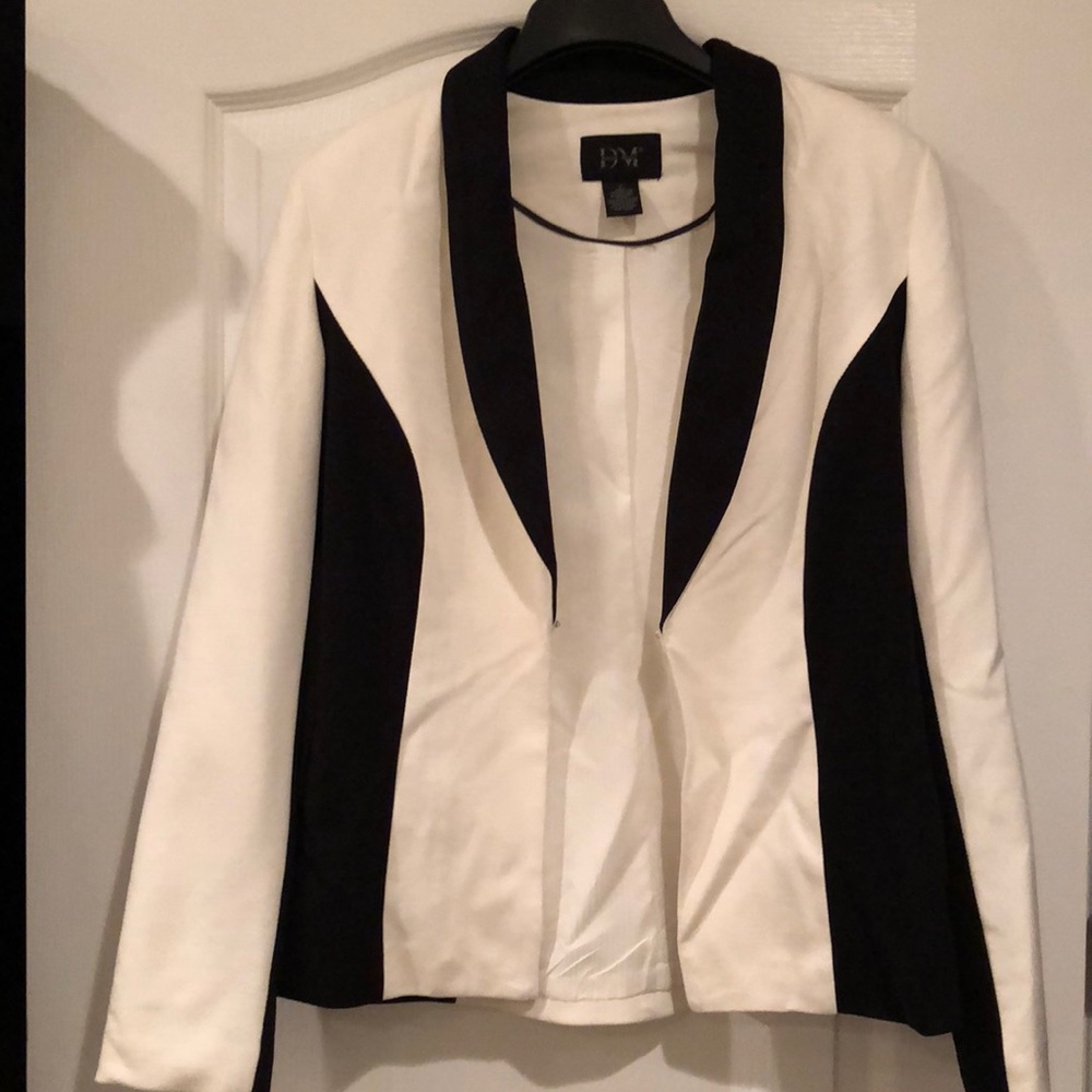 Black and Cream color block blazer